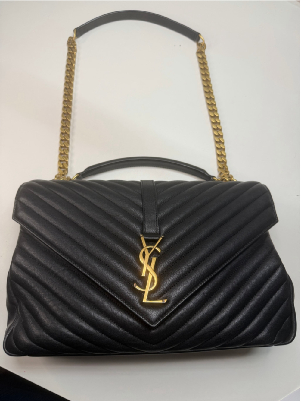 Women's Saint Laurent College Shoulder Bag, One Size, Black and Gold